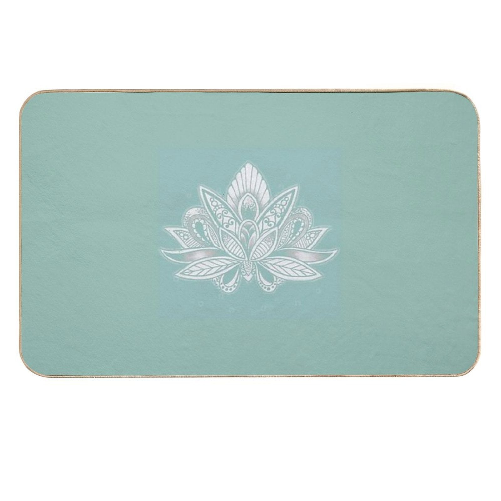 Lotus Flower on Turquoise  Repositionable Bath Mat