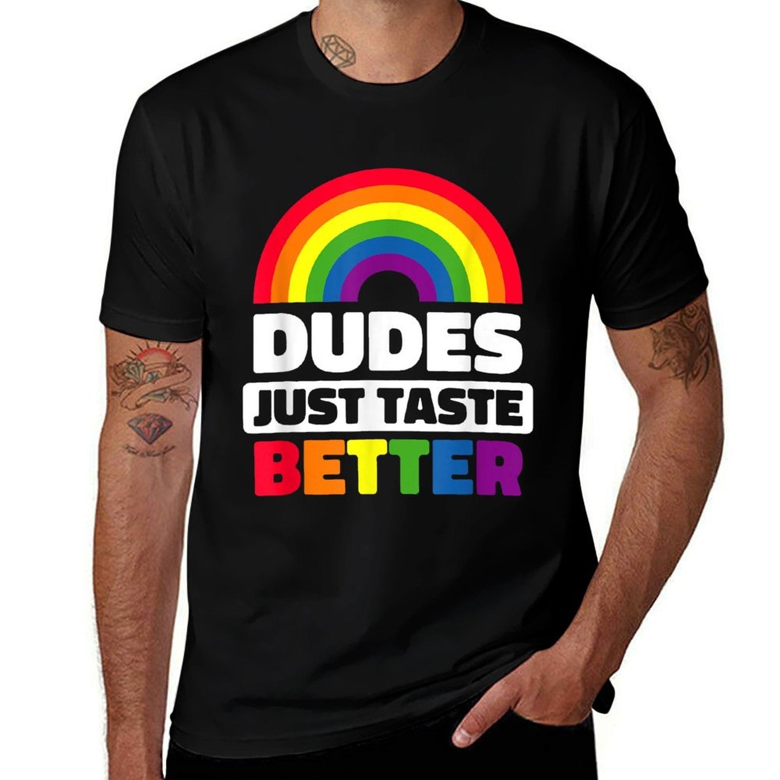 Dudes Just Taste Better Funny Gay  Summer-ready Fabric T-Shirt