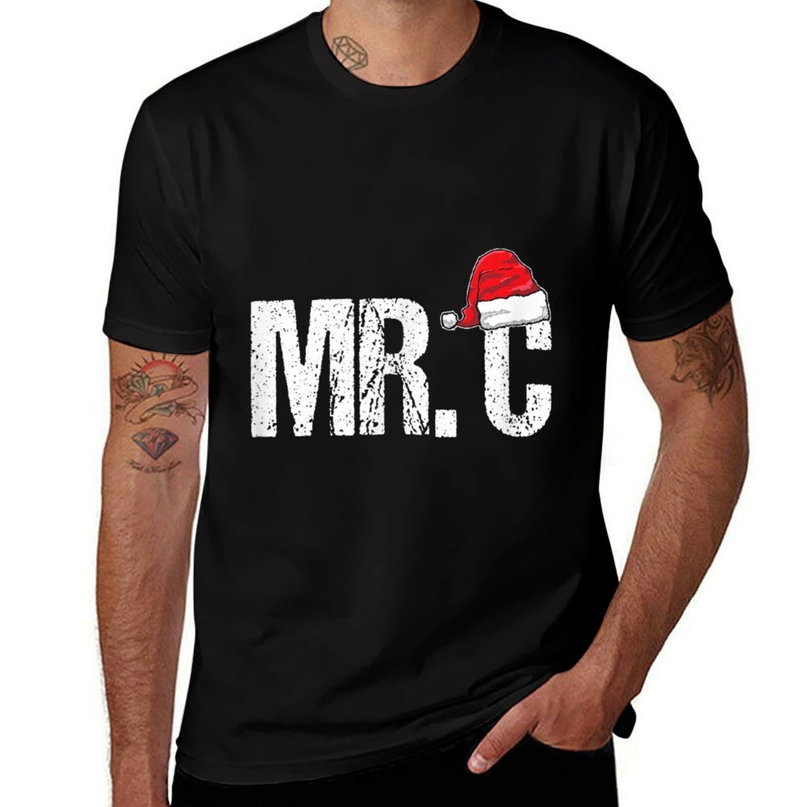Funny Mr. C - Santa Claus Hat Christmas  Graphic-printed T-Shirt