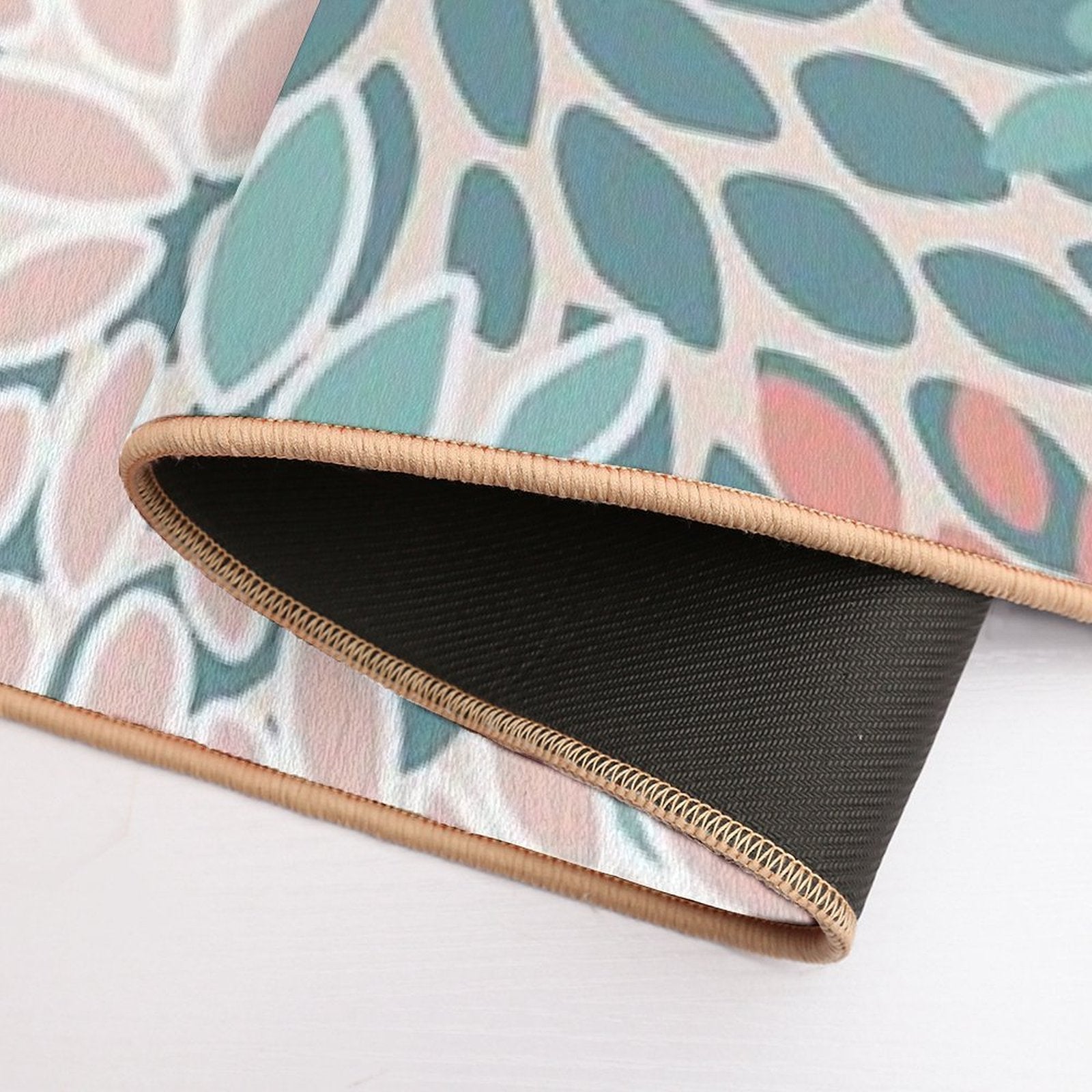 Flower Pattern, Teal, Blush,Coral, Peach  Easy Maintenance Bath Mat
