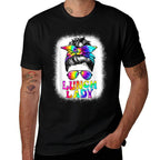 Lunch Lady Messy Bun Retro Lunch Ladies Squad Cafeteria Crew  Rolled Sleeves T-Shirt