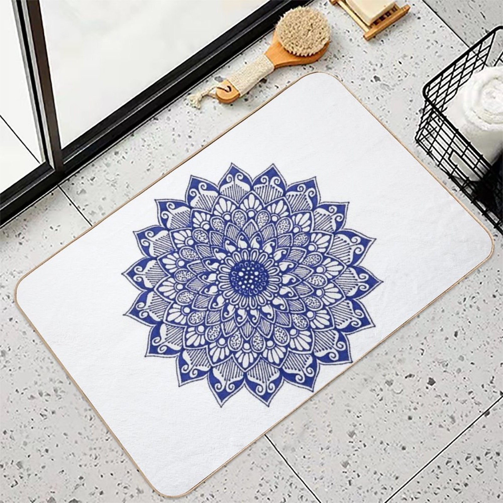 Purple Floral Mandala Art  Long-Lasting Bath Mat