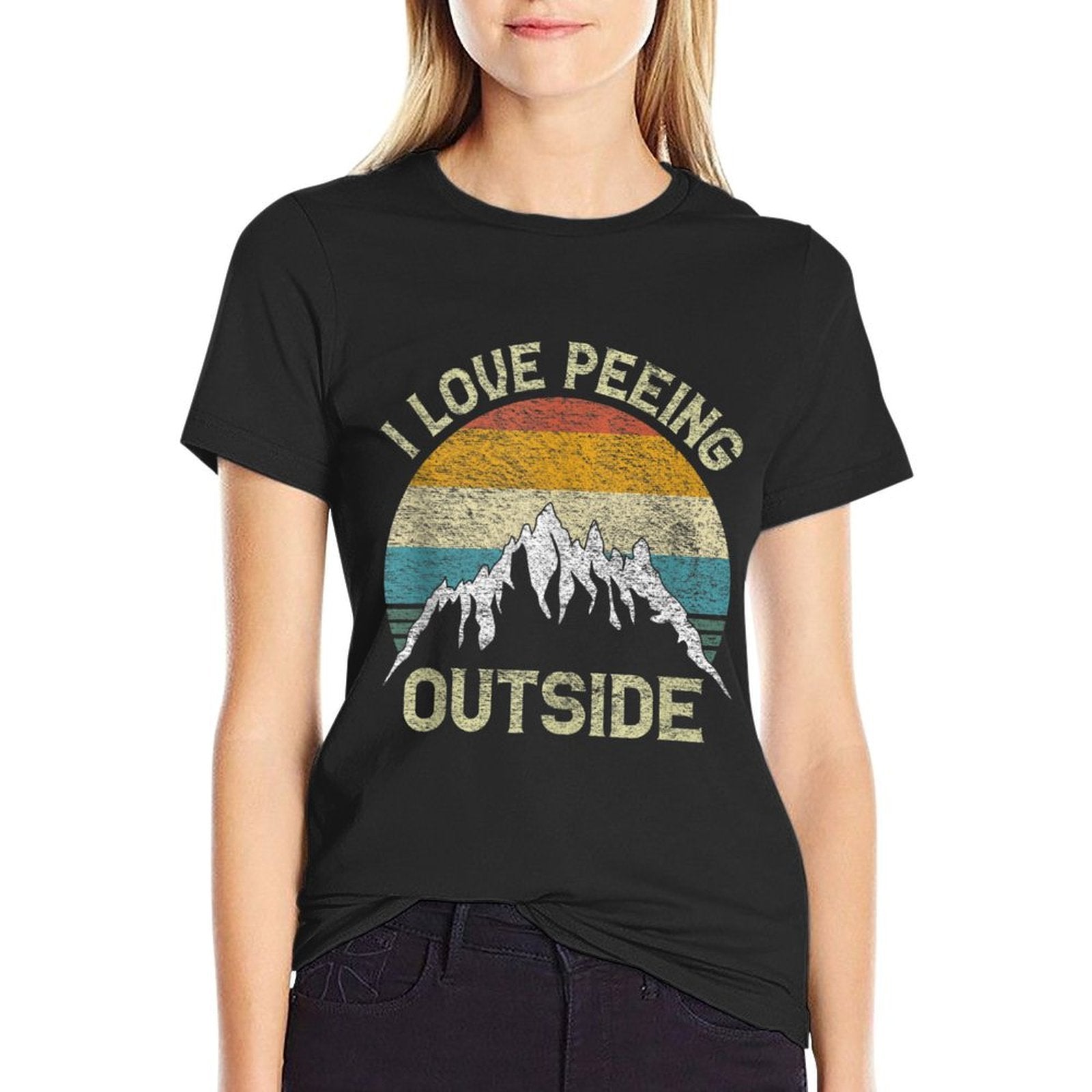 I Love Peeing Outside Funny Outdoor Camping Lover Hiking  Slim-fit Cut T-Shirt