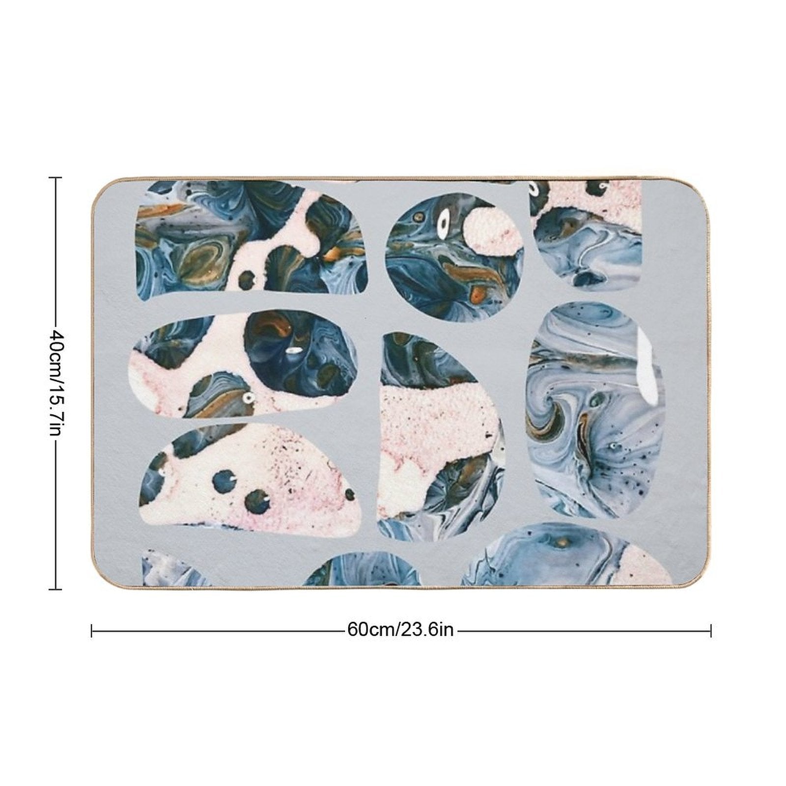 Unturned Stones, Abstract Marble Resin Art, Contemporary Agate Waves Pattern, Eclectic Boho Luxe Nature  Dirt-Trapping Bath Mat