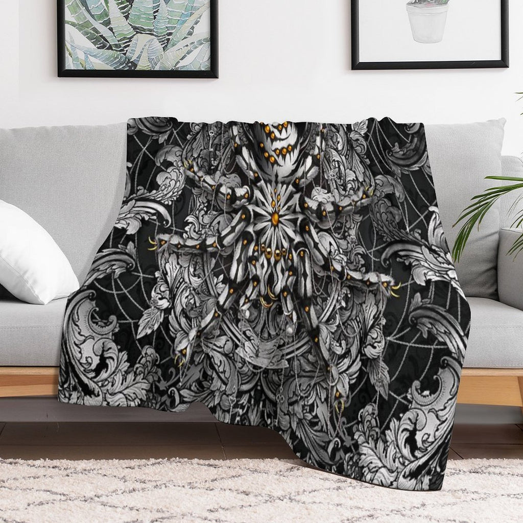 Spider Silver Black Eco-conscious Throw Blanket