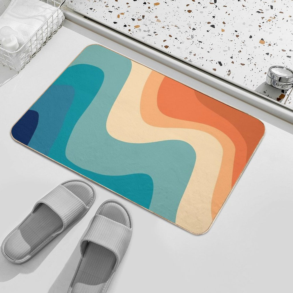 Retro Summer Swirl Wave #1 #minimal #decor #art  Rapid-Drying Bath Mat
