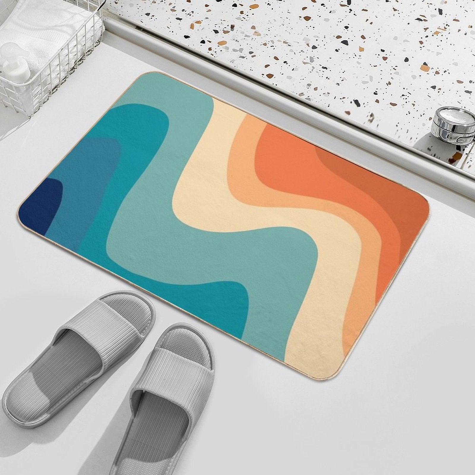 Retro Summer Swirl Wave #1 #minimal #decor #art  Rapid-Drying Bath Mat