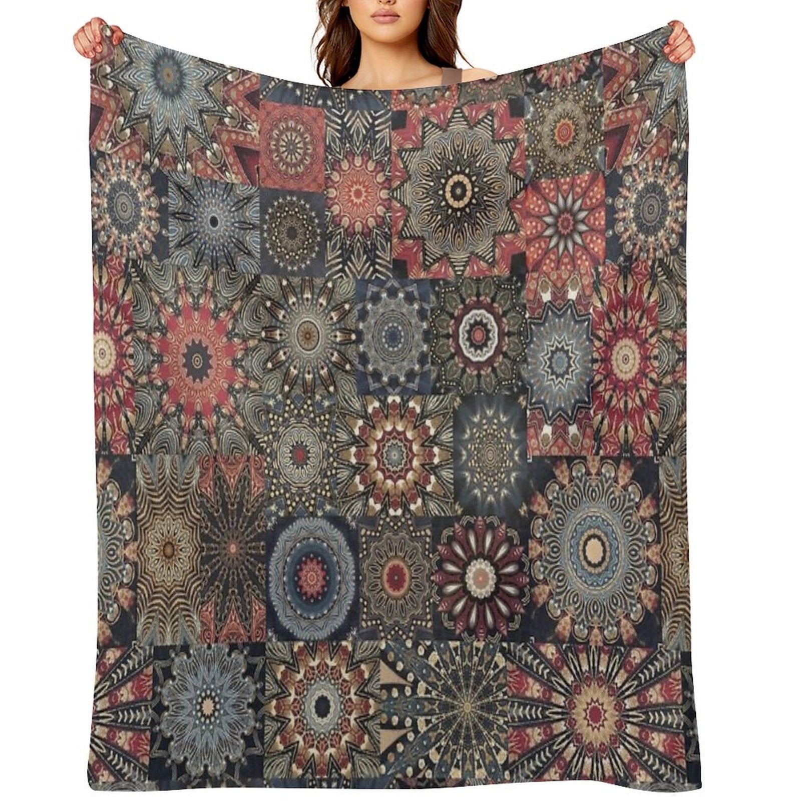 Dazzling Style Red And Golden Stars Pattern Easy Care Throw Blanket