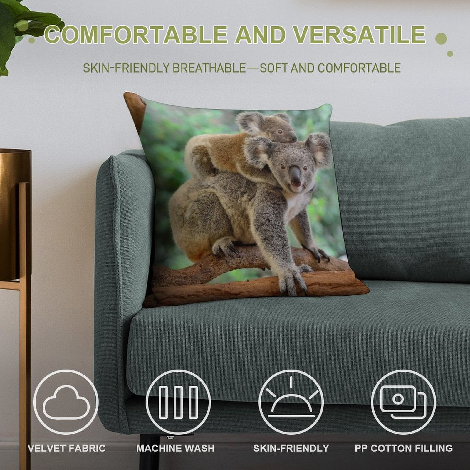 Koala And Joey Soft High-Density Material Throw Pillow