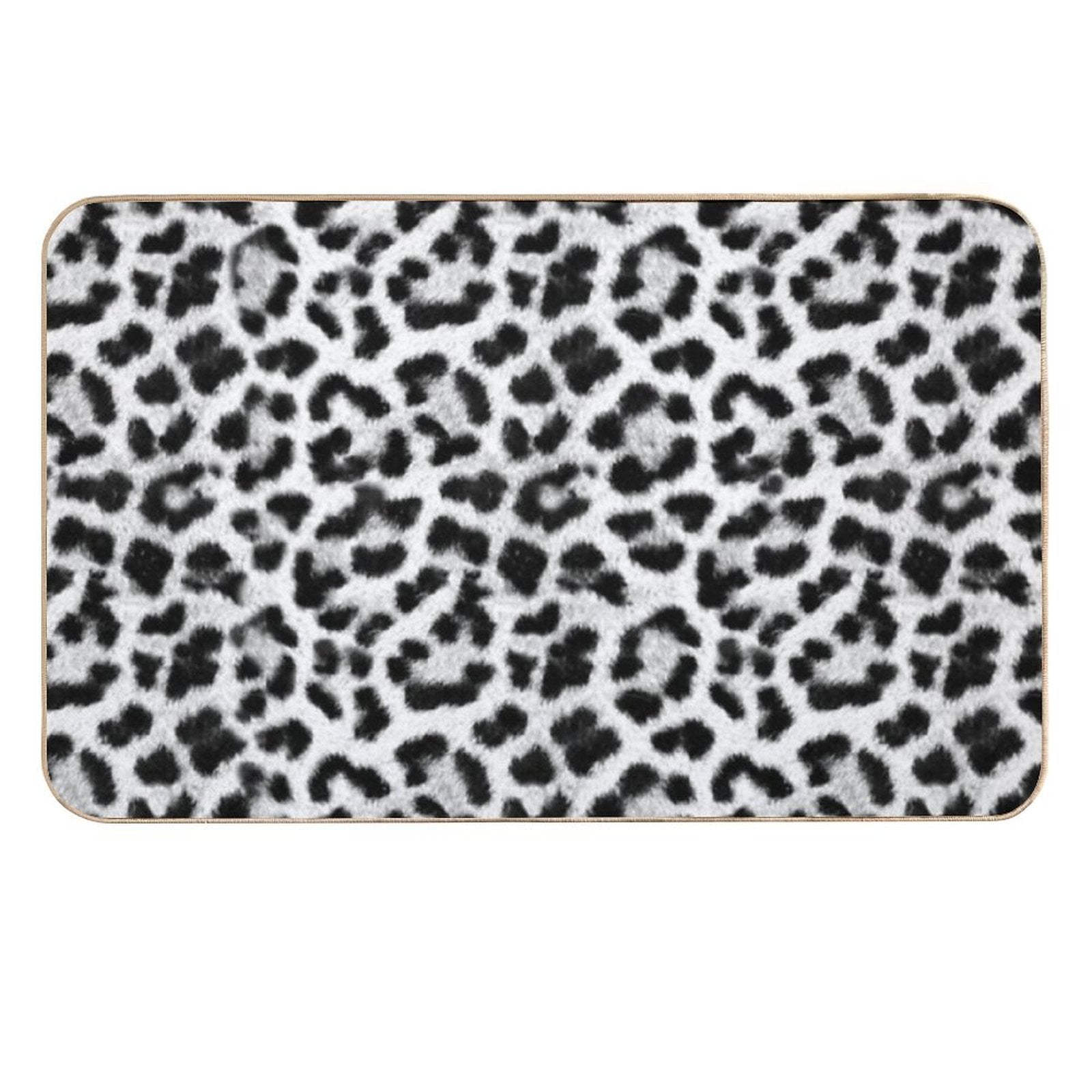 Black And White Leopard Print  Rapid-Drying Bath Mat