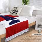 Nautical Navy Blue Sailboat On Red Stripes Plush Throw Blanket