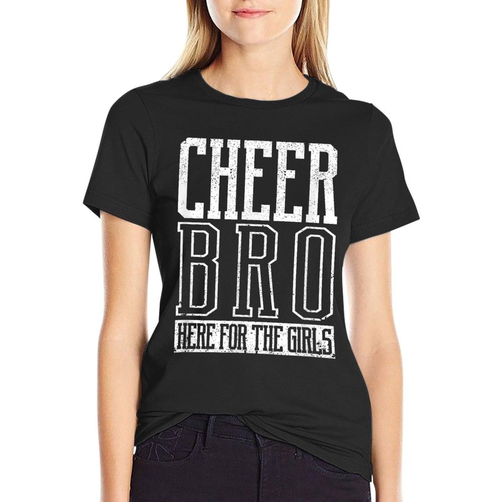 Cheer Bro Here For The Girls Funny Cheerleading Bros Boys  Affordable Price T-Shirt
