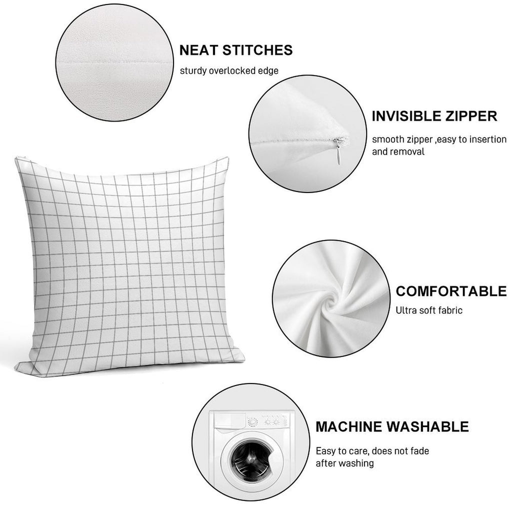Grid White Gray Soft Luxury Feel Throw Pillow