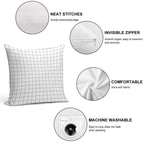 Grid White Gray Soft Luxury Feel Throw Pillow