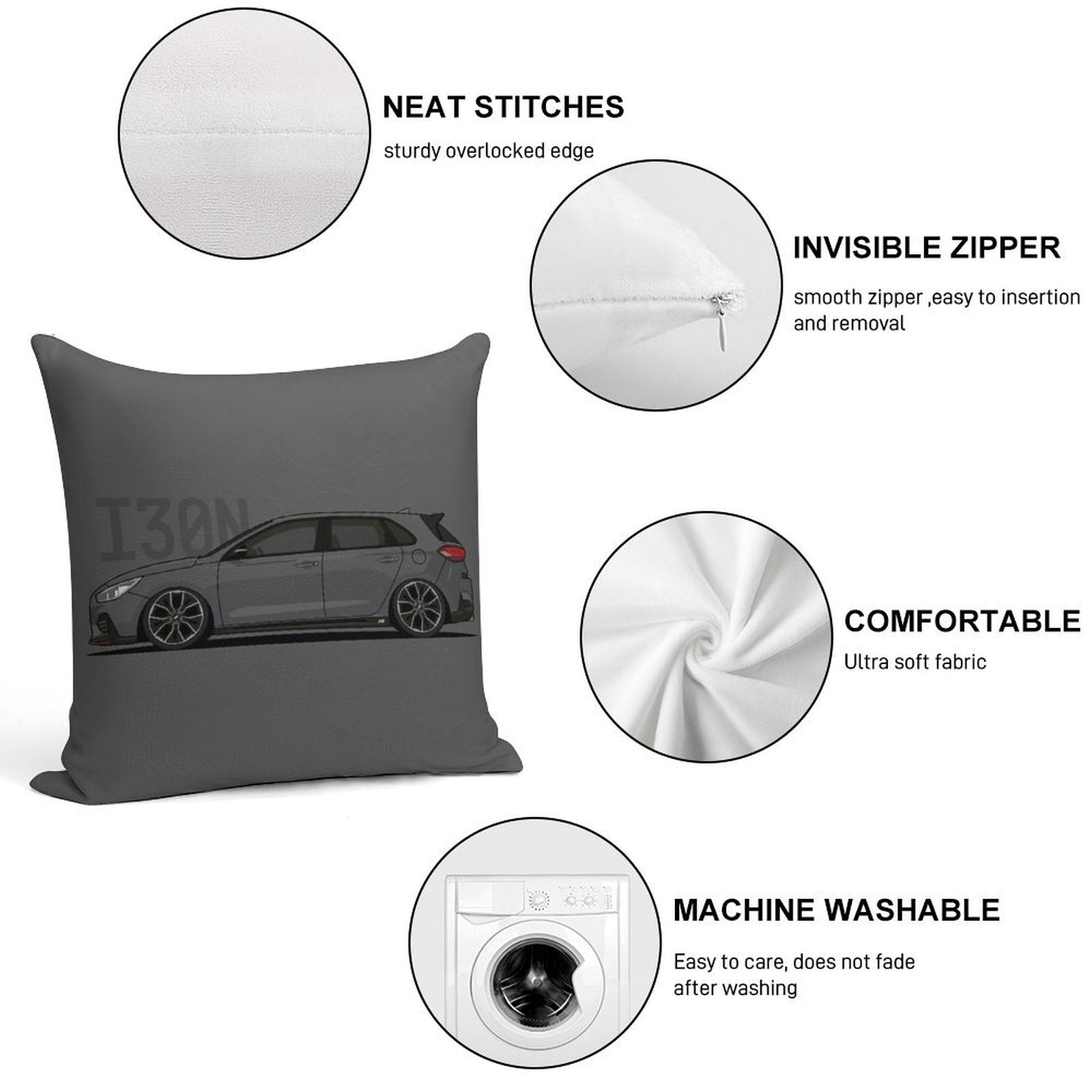 Hyundai I30N Soft Gift Ready Throw Pillow