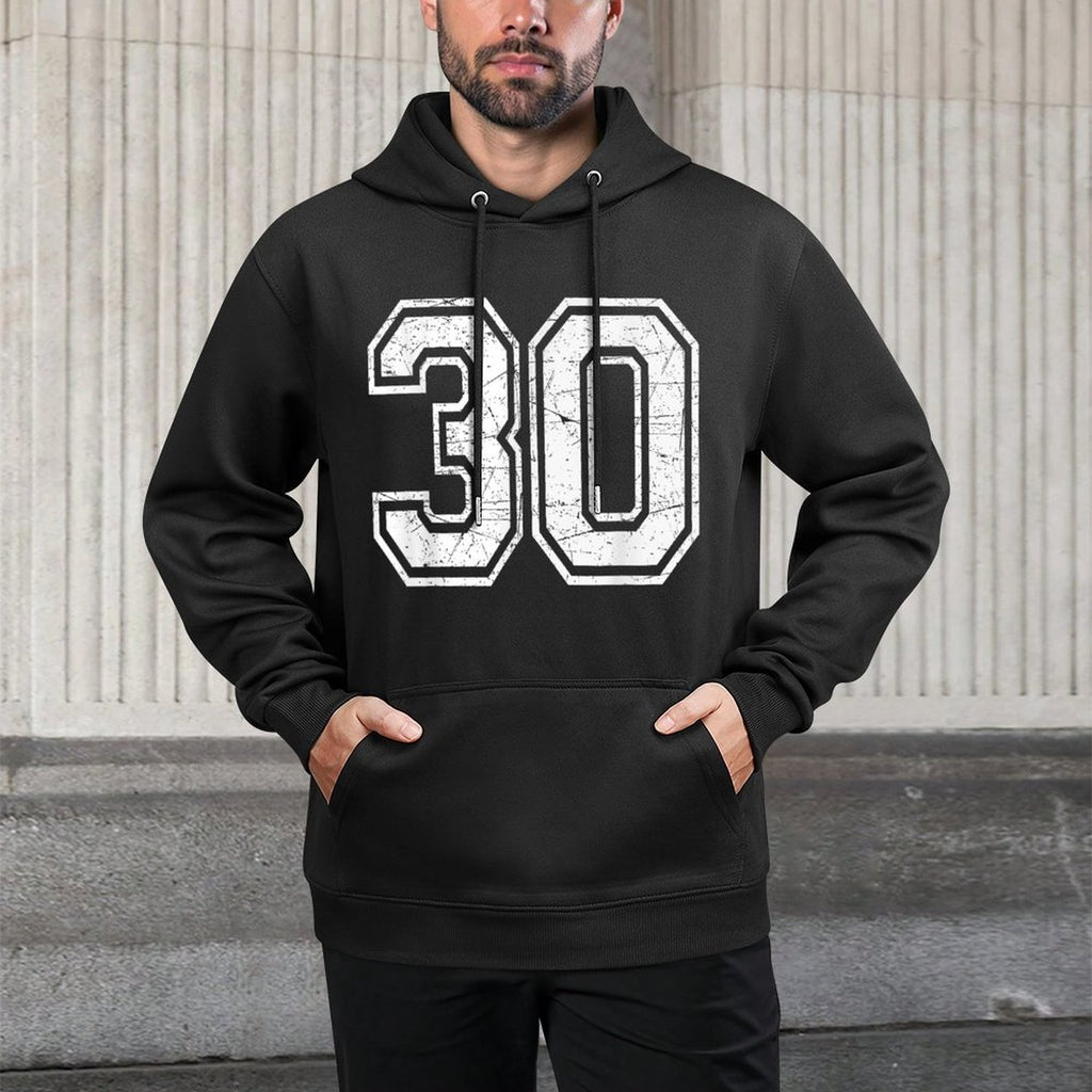 Number 30 Varsity Sports Team Jersey 30th Birthday Durable Construction Hoodie