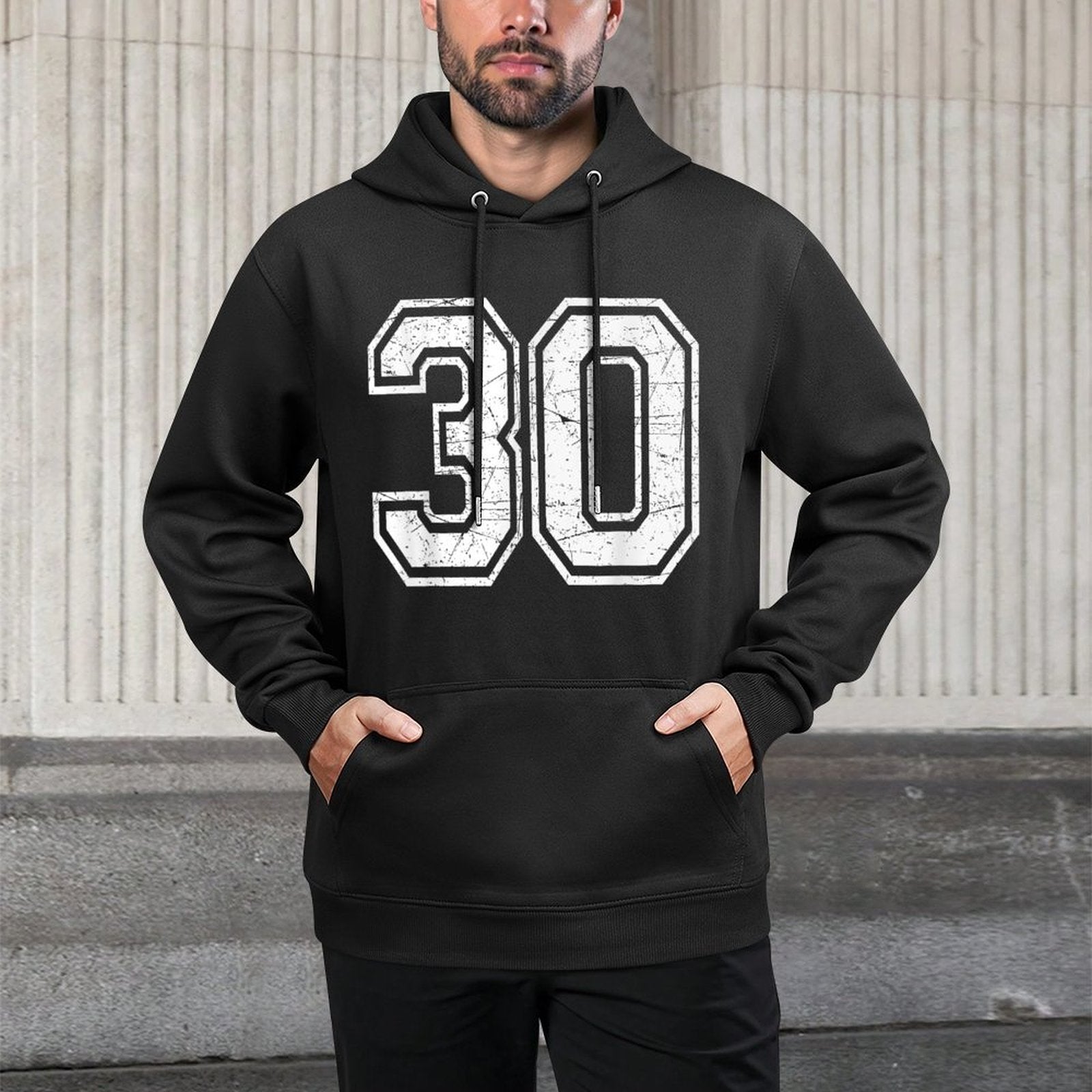 Number 30 Varsity Sports Team Jersey 30th Birthday Durable Construction Hoodie