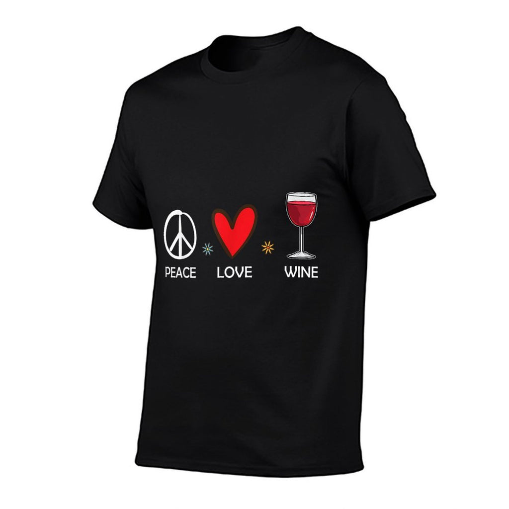 Peace Love Wine Funny Wine Lover Gift For Women  Wrinkle-resistant T-Shirt