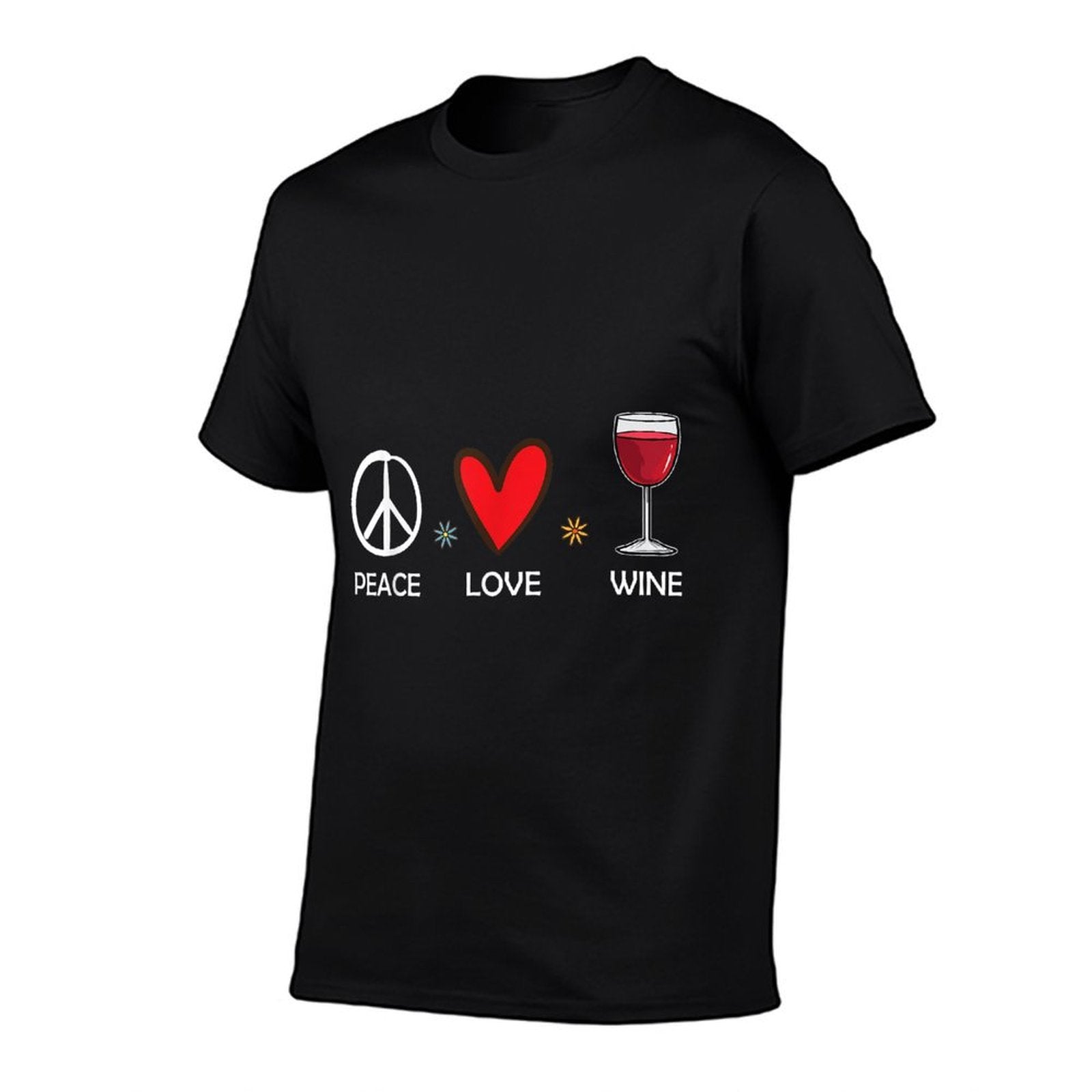 Peace Love Wine Funny Wine Lover Gift For Women  Wrinkle-resistant T-Shirt