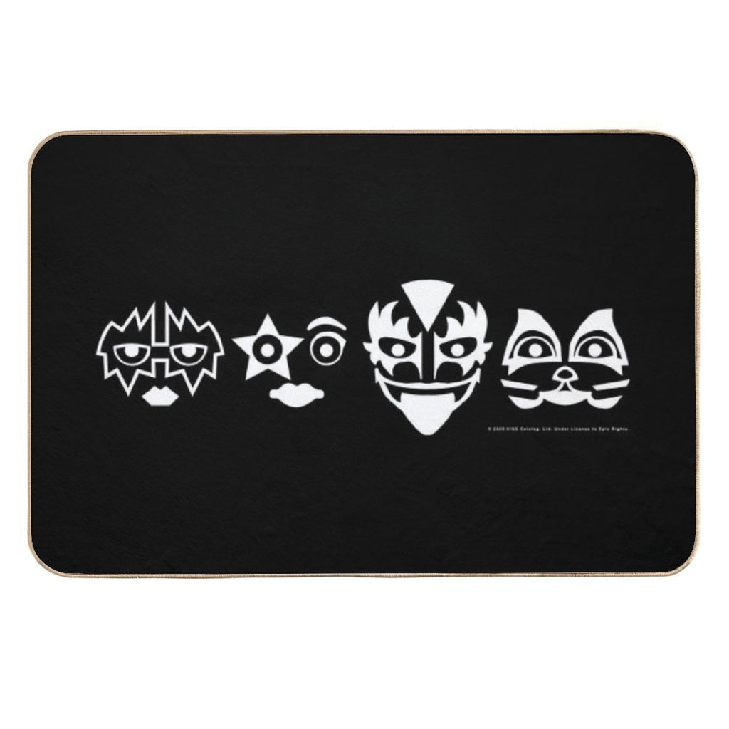 Kiss (Masks) White on Black  Anti-Trip Bath Mat