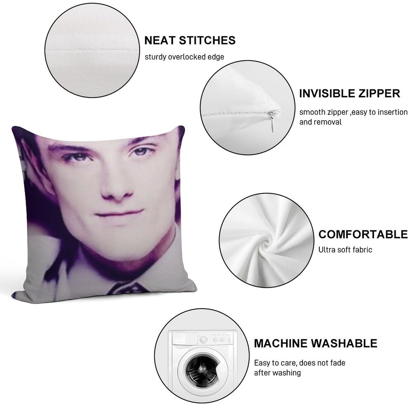 Josh Hutcherson Whistle Soft Shrink-Resistant Throw Pillow