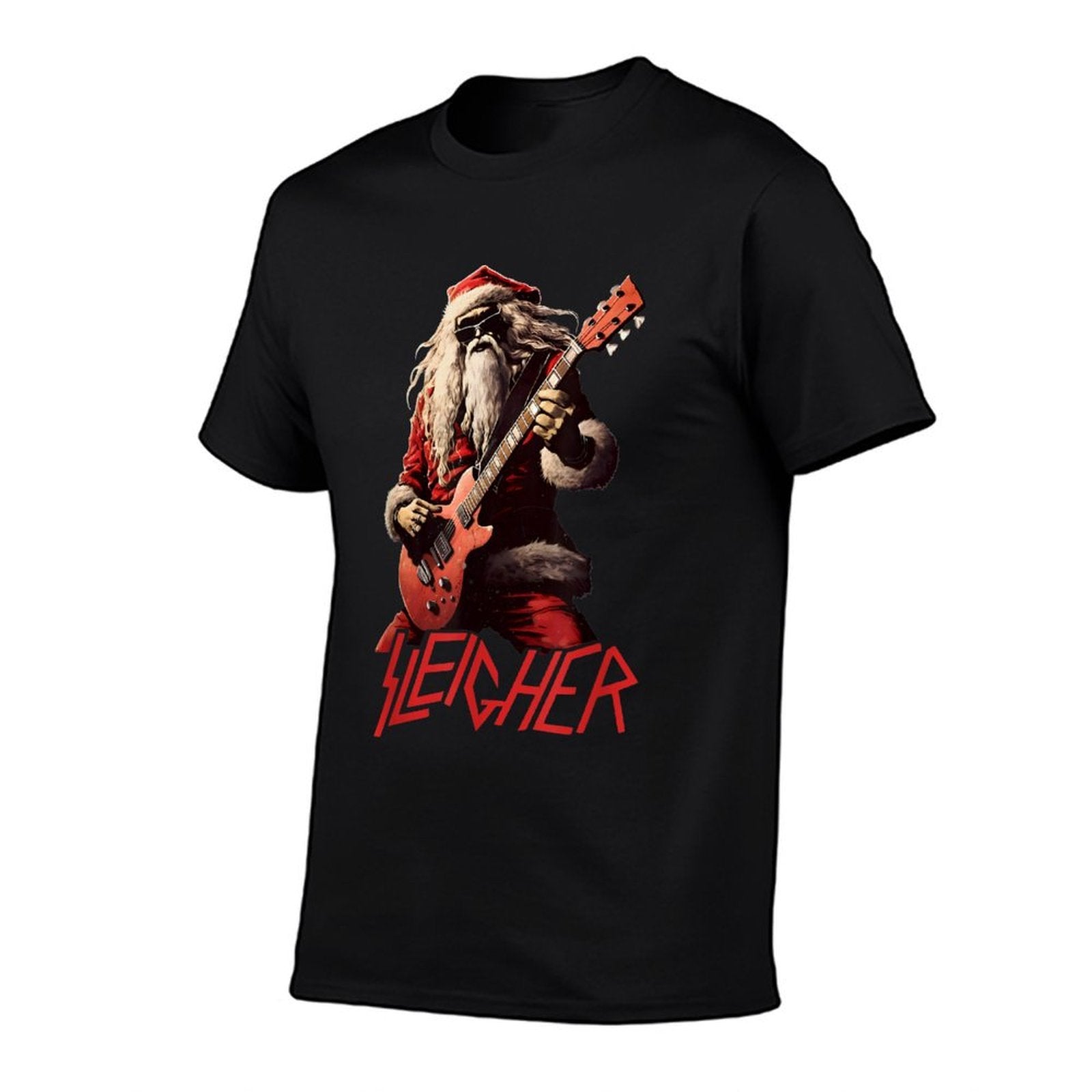 Sleigher Funny Christmas Heavy Metal Music  Eco-friendly Material T-Shirt