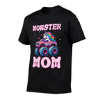Funny Cute Unicorn Riding A Pink Monster Mom Truck Lovers  Summer-ready Fabric T-Shirt