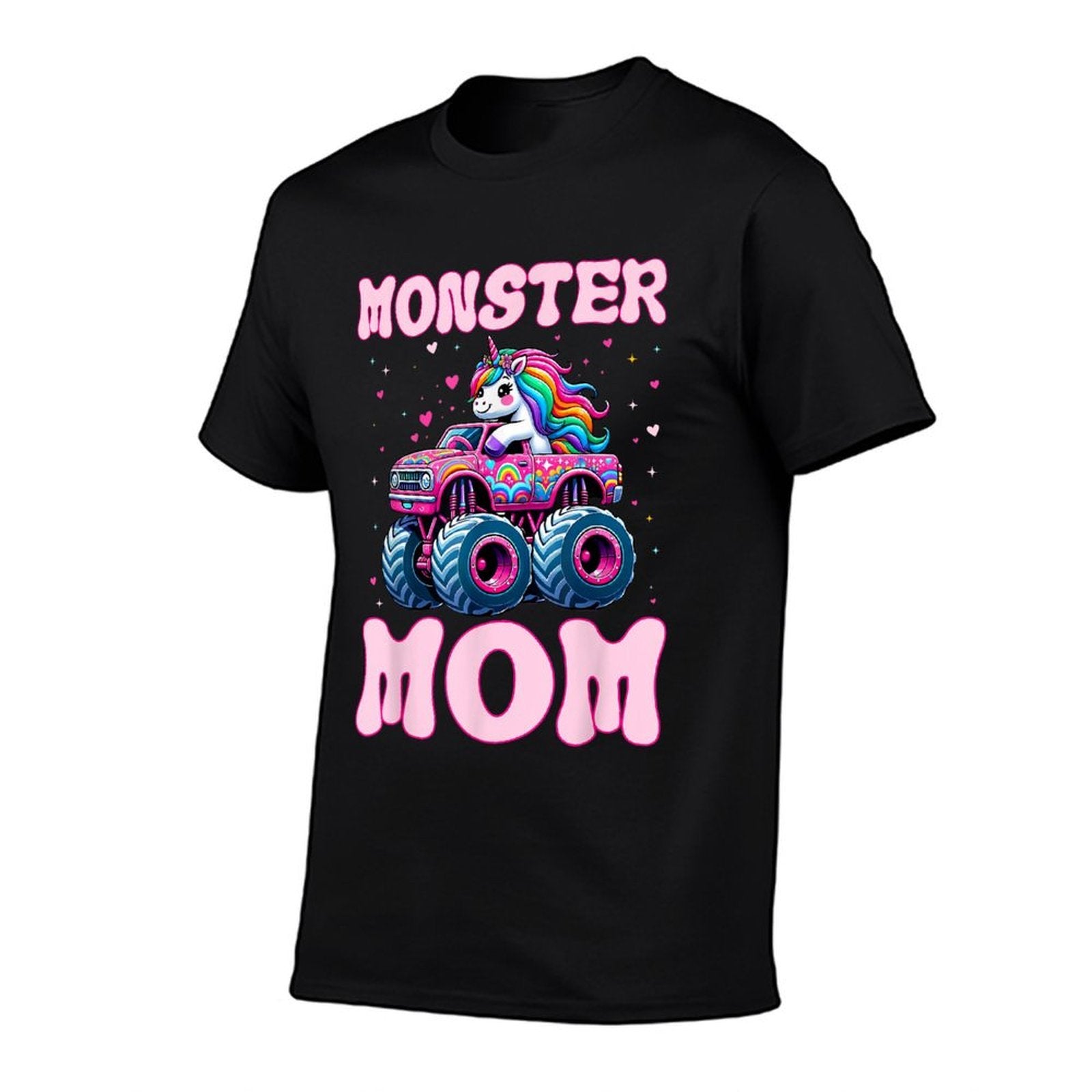 Funny Cute Unicorn Riding A Pink Monster Mom Truck Lovers  Summer-ready Fabric T-Shirt