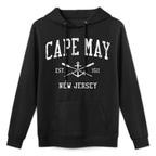 Cape May NJ Vintage Crossed Oars  Boat Anchor Sports Shape Retention Hoodie