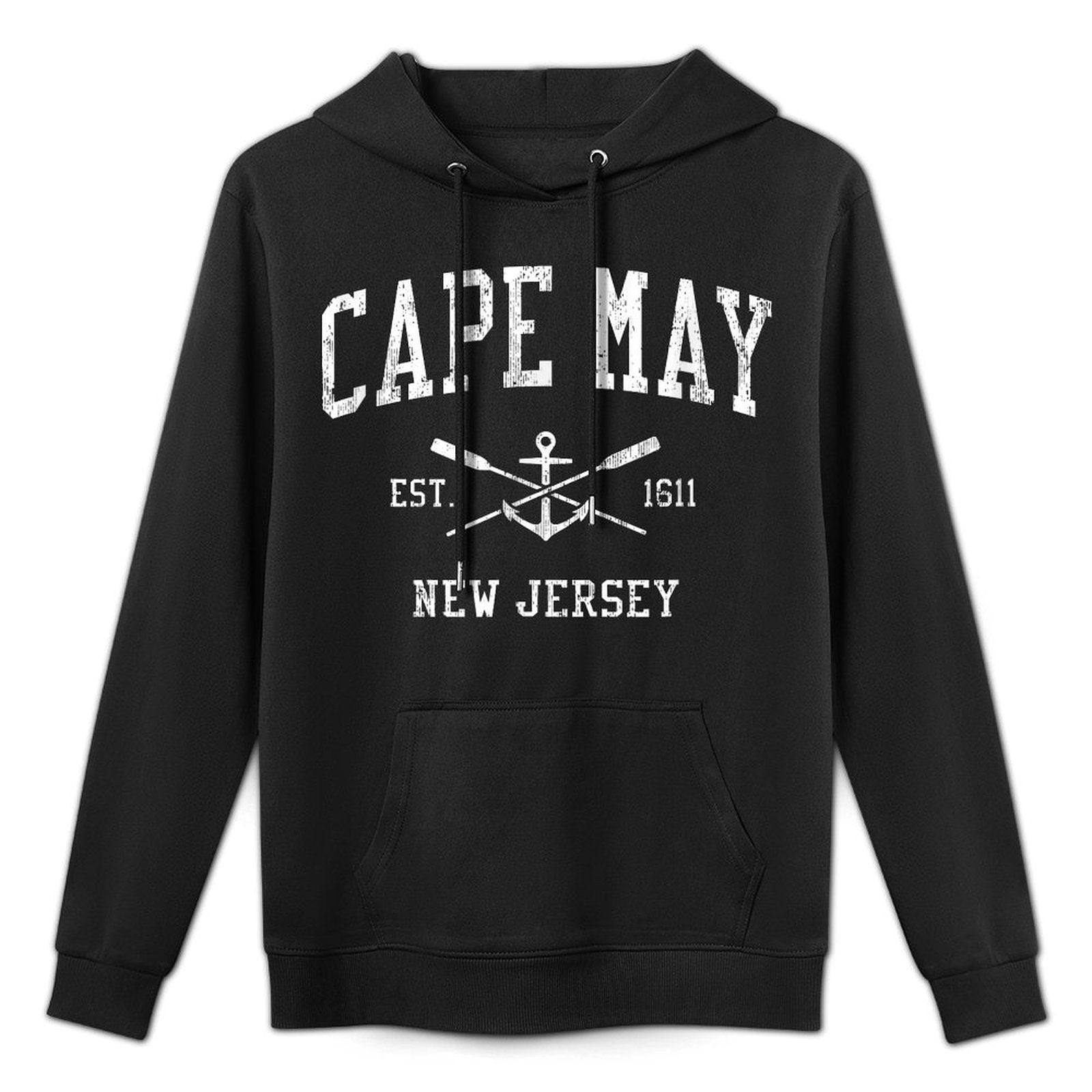 Cape May NJ Vintage Crossed Oars  Boat Anchor Sports Shape Retention Hoodie