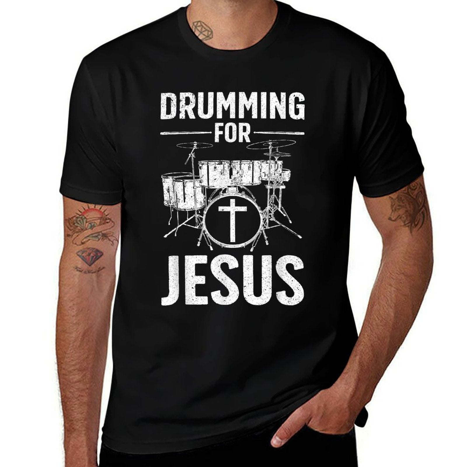 Funny Drumming Art For Men Women Drumline Drum Set Drummer  Relaxed-fit T-Shirt