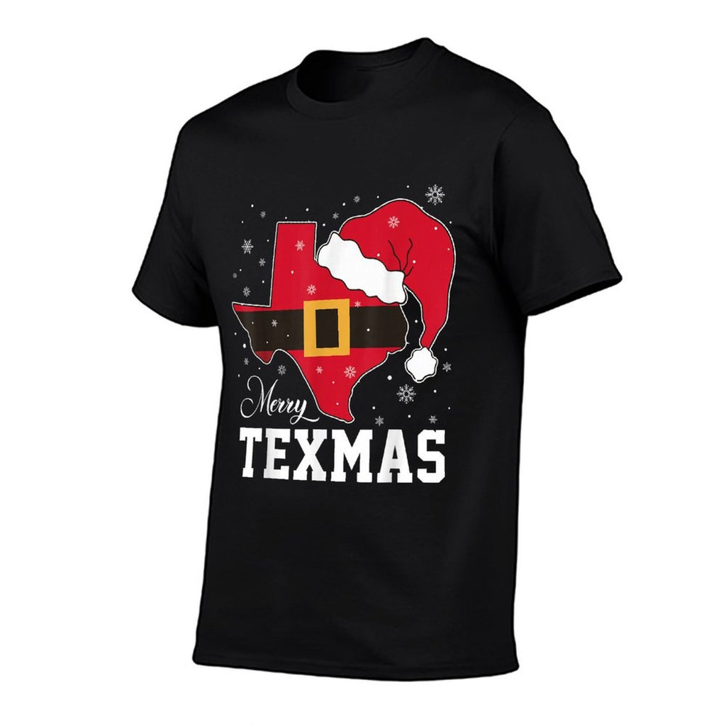 Funny Texas Merry Texmas Christmas State Santa Hat Clothing  Durable T-Shirt