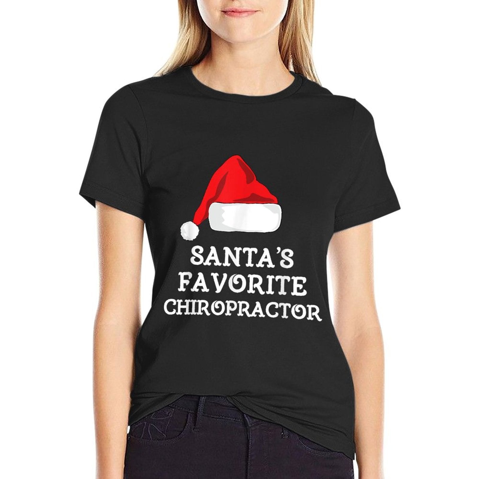 Santas Favorite Chiropractor Christmas Funny Chiropractic  Oversized Silhouette T-Shirt