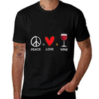 Peace Love Wine Funny Wine Lover Gift For Women  Wrinkle-resistant T-Shirt