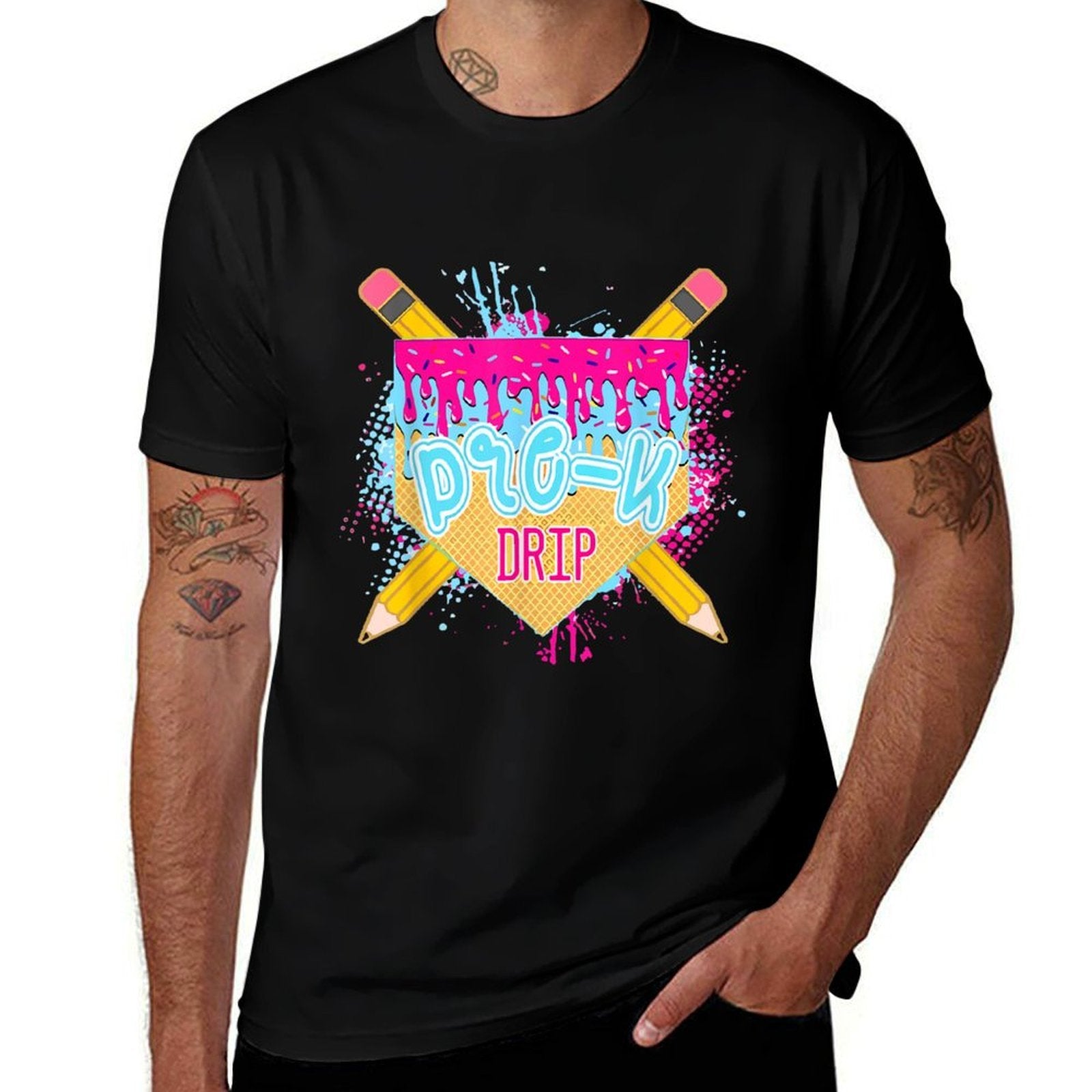 Retro Funny Back To School Boys Pre K Drip Ice Cream Student Comfortable T-Shirt