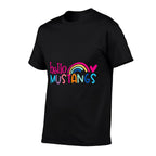 Mustangs School Sports Fan Team Spirit Mascot Gift  Oversized Silhouette T-Shirt