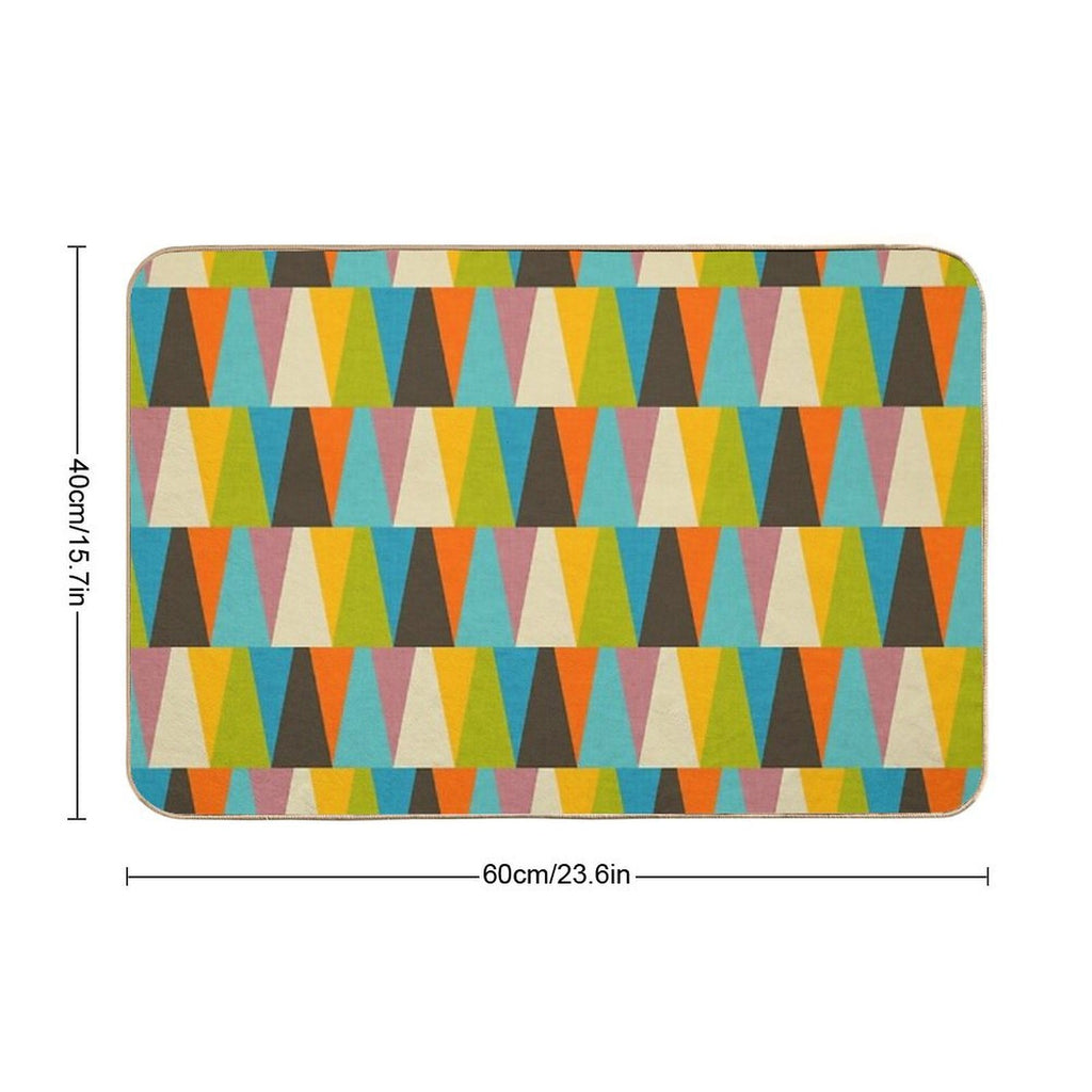 Retro Color Block Triangle Color Happy  High-Traffic Bath Mat
