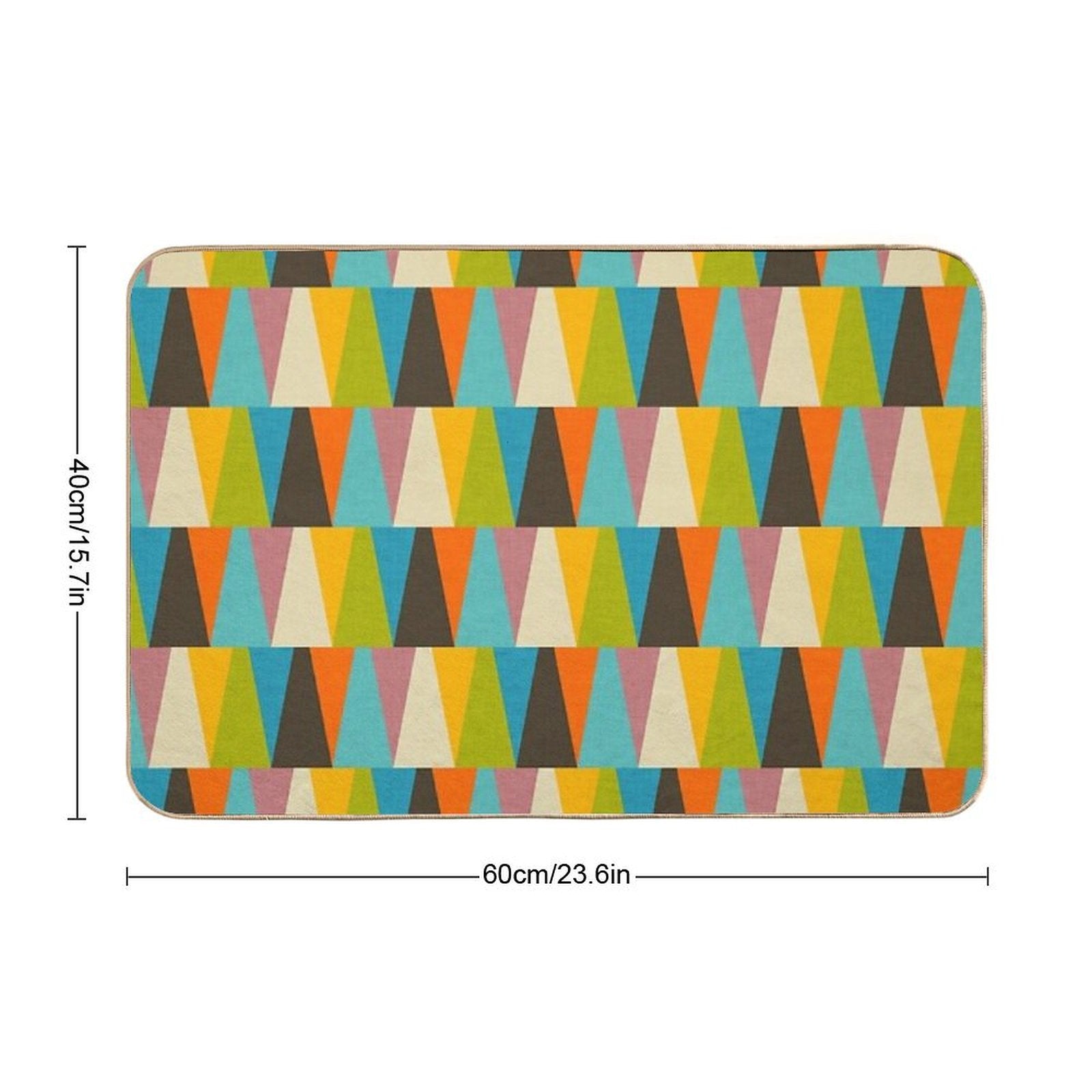 Retro Color Block Triangle Color Happy  High-Traffic Bath Mat