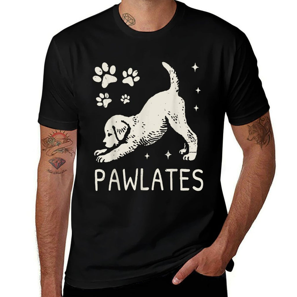 Pawlates Dog Stretching Workout Fitness Pilates Cute Puppy  Stretchy T-Shirt