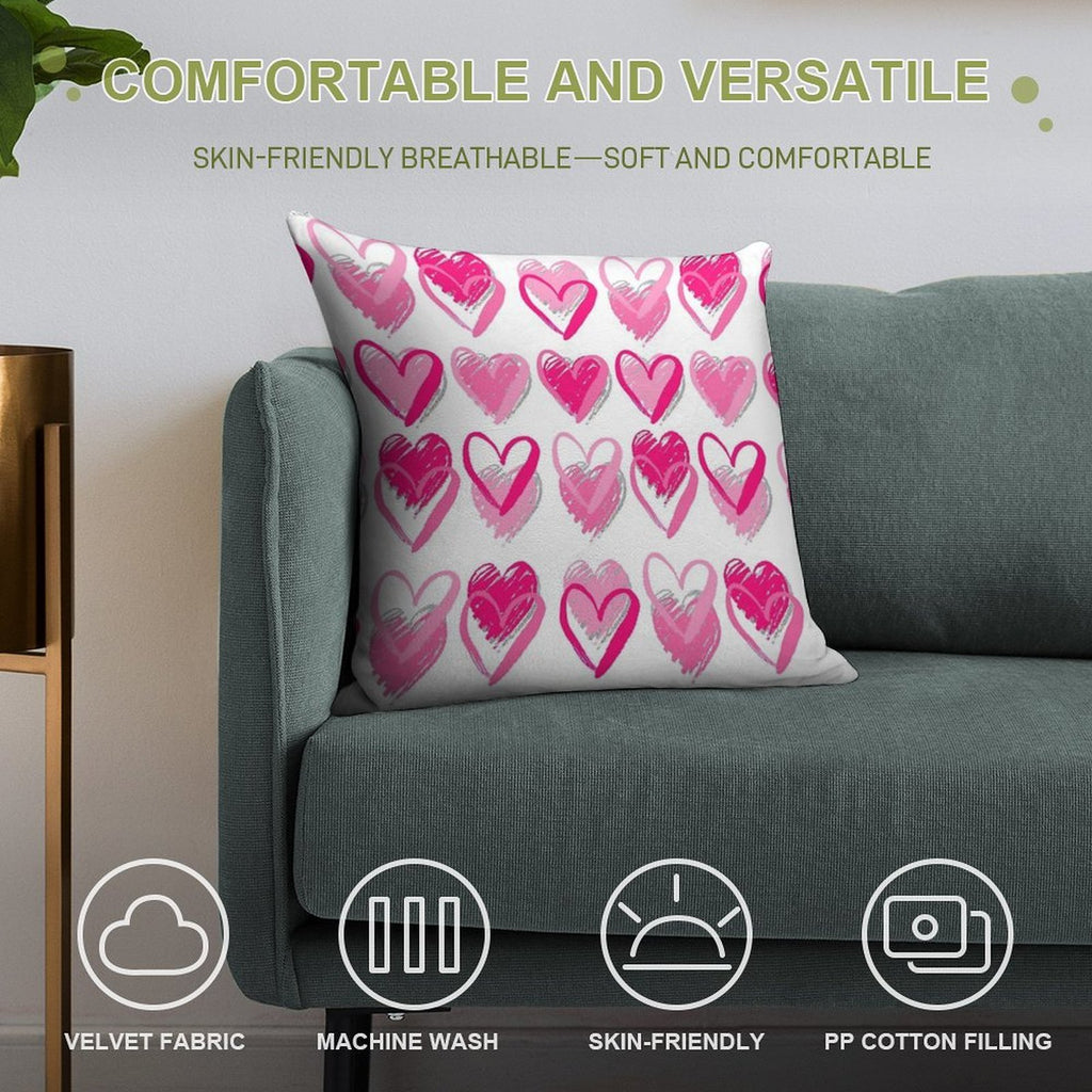 Pink Hearts Soft Style Accent Throw Pillow