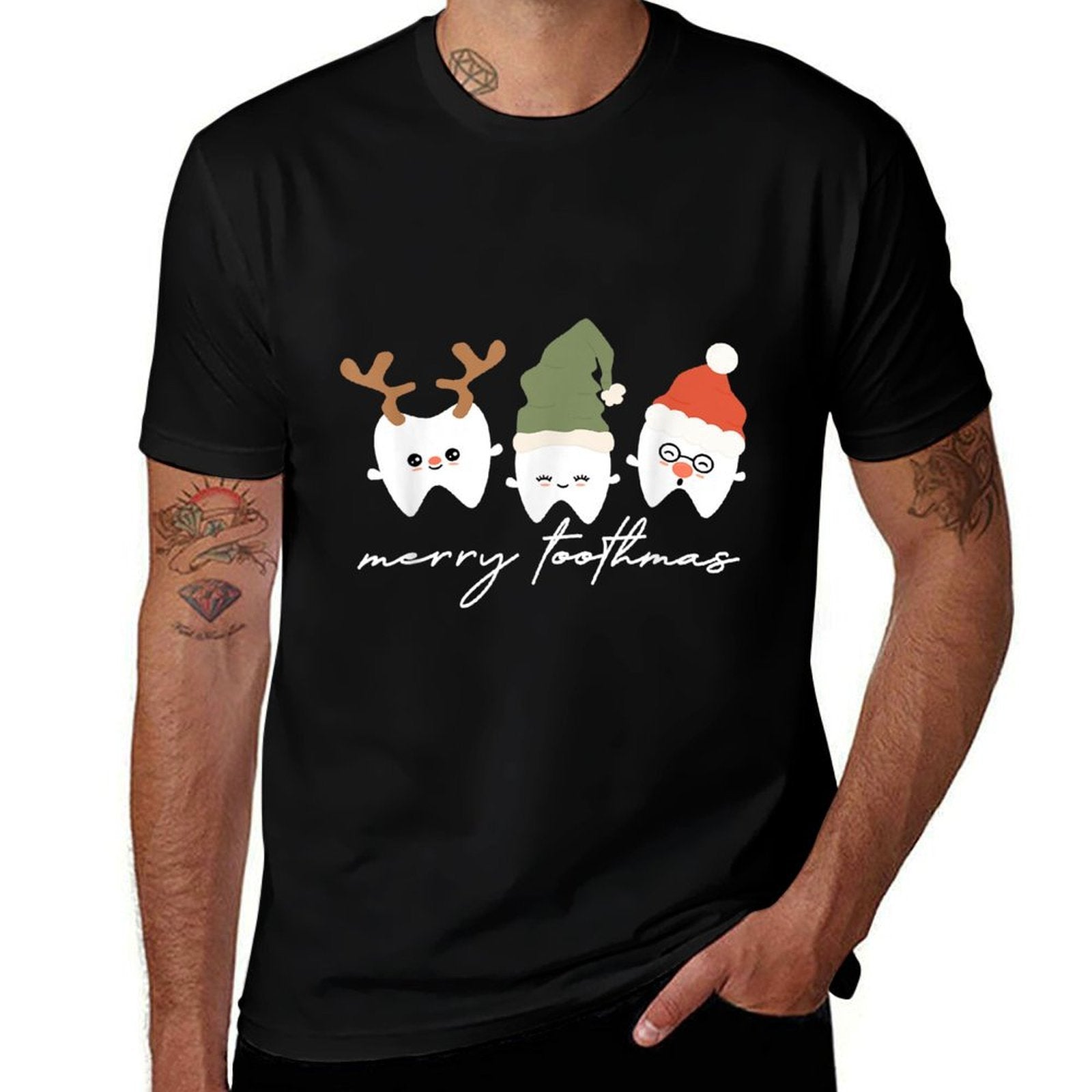 Merry Toothmas Dental Hygienist Christmas Dental Hygiene  Heathered Texture T-Shirt