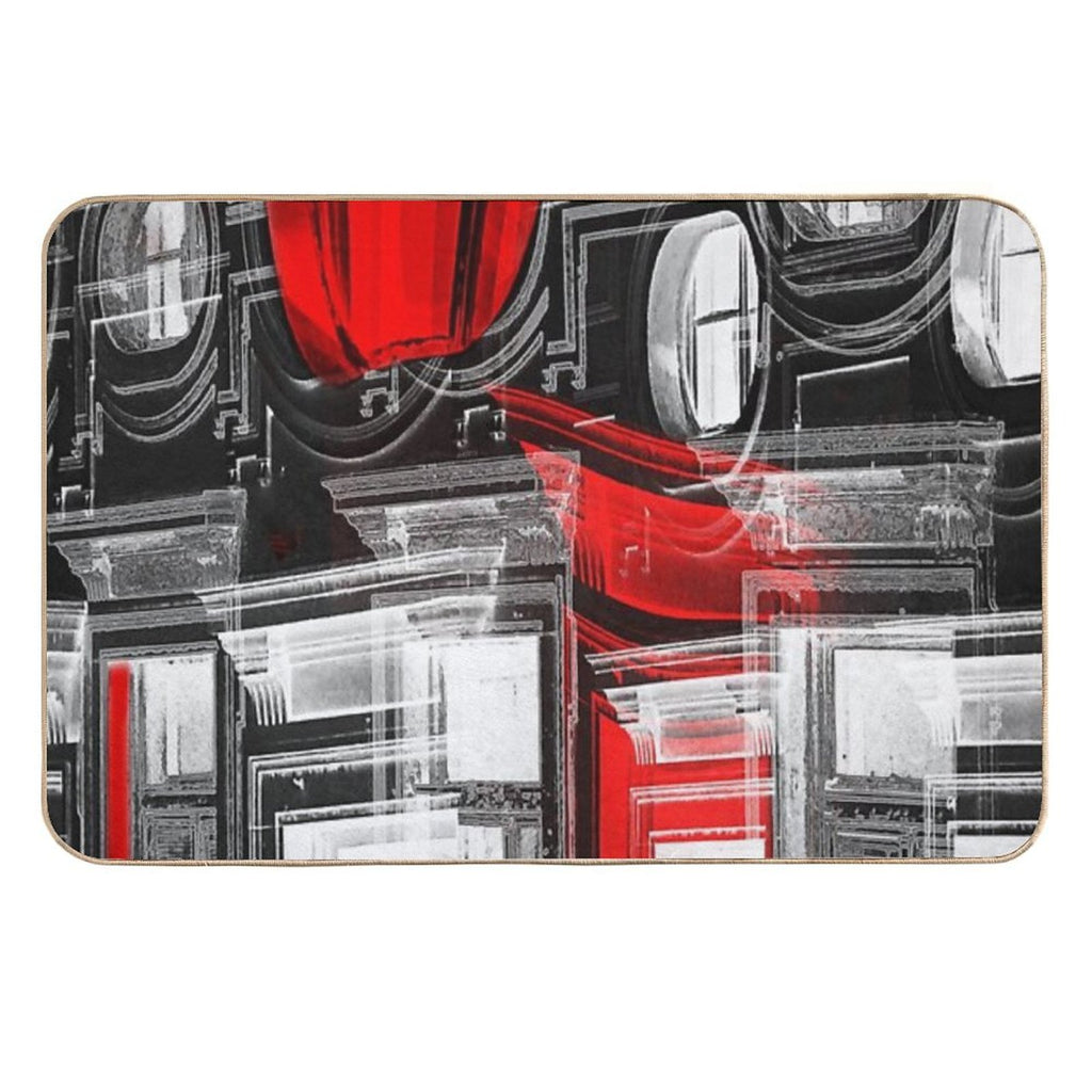 Decorative Red And White  Dirt-Trapping Bath Mat
