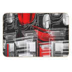Decorative Red And White  Dirt-Trapping Bath Mat