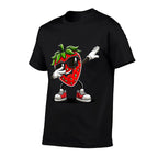 Funny Dabbing Strawberry Summer Fruit Lover  Summer-ready Fabric T-Shirt