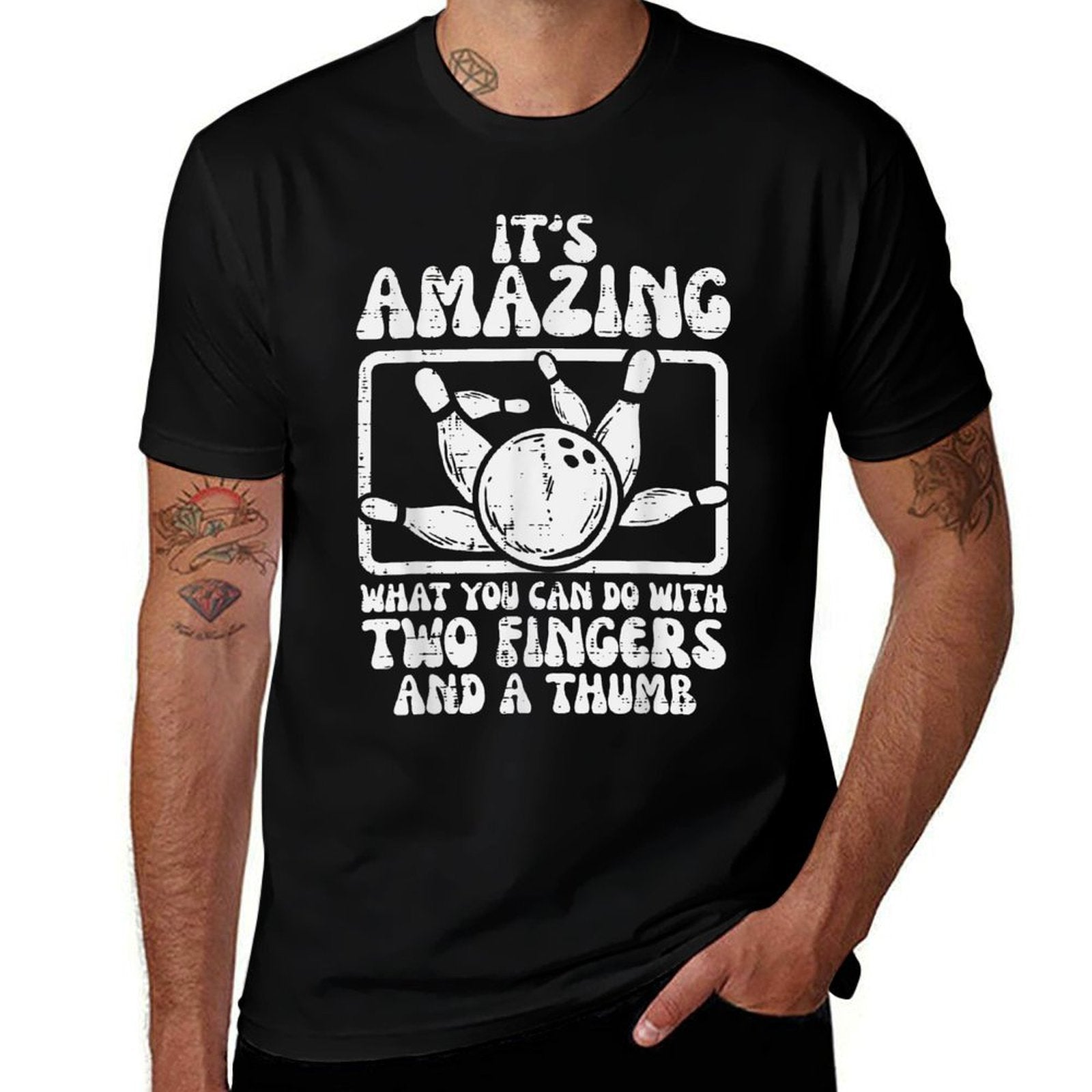 Amazing What You Can Do 2 Fingers Thumb Bowling Funny Bowler  Summer-ready Fabric T-Shirt