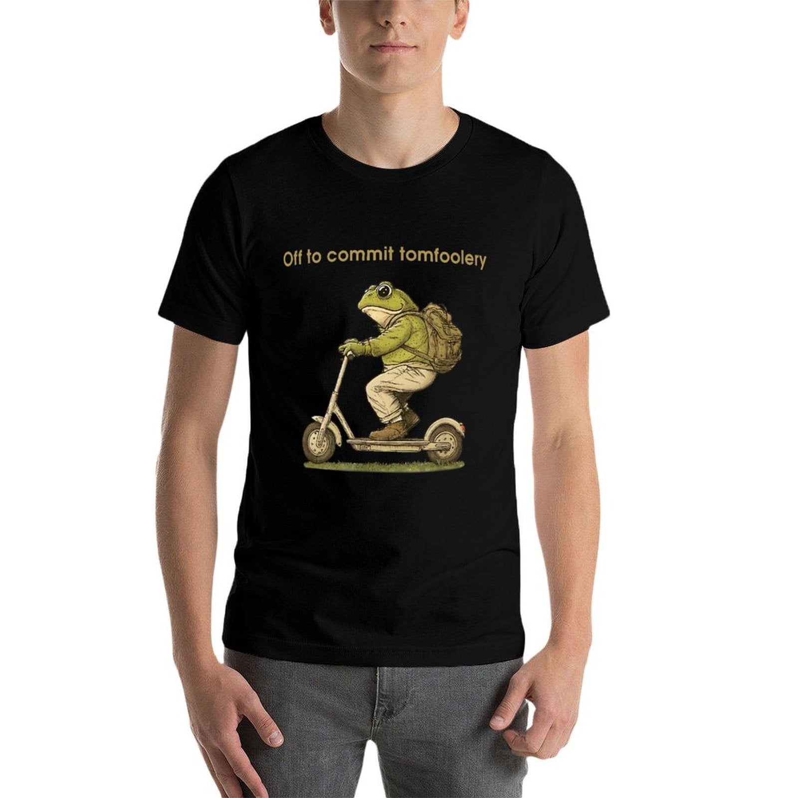 Off To Commit Tomfoolery Funny Frog Toad Scooter  Vintage-inspired T-Shirt