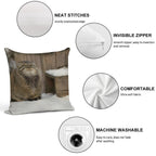 Zelenogorsk The Pallas's Cat Is Warming His Paws on A Tail Soft Short Plush Fabric Throw Pillow