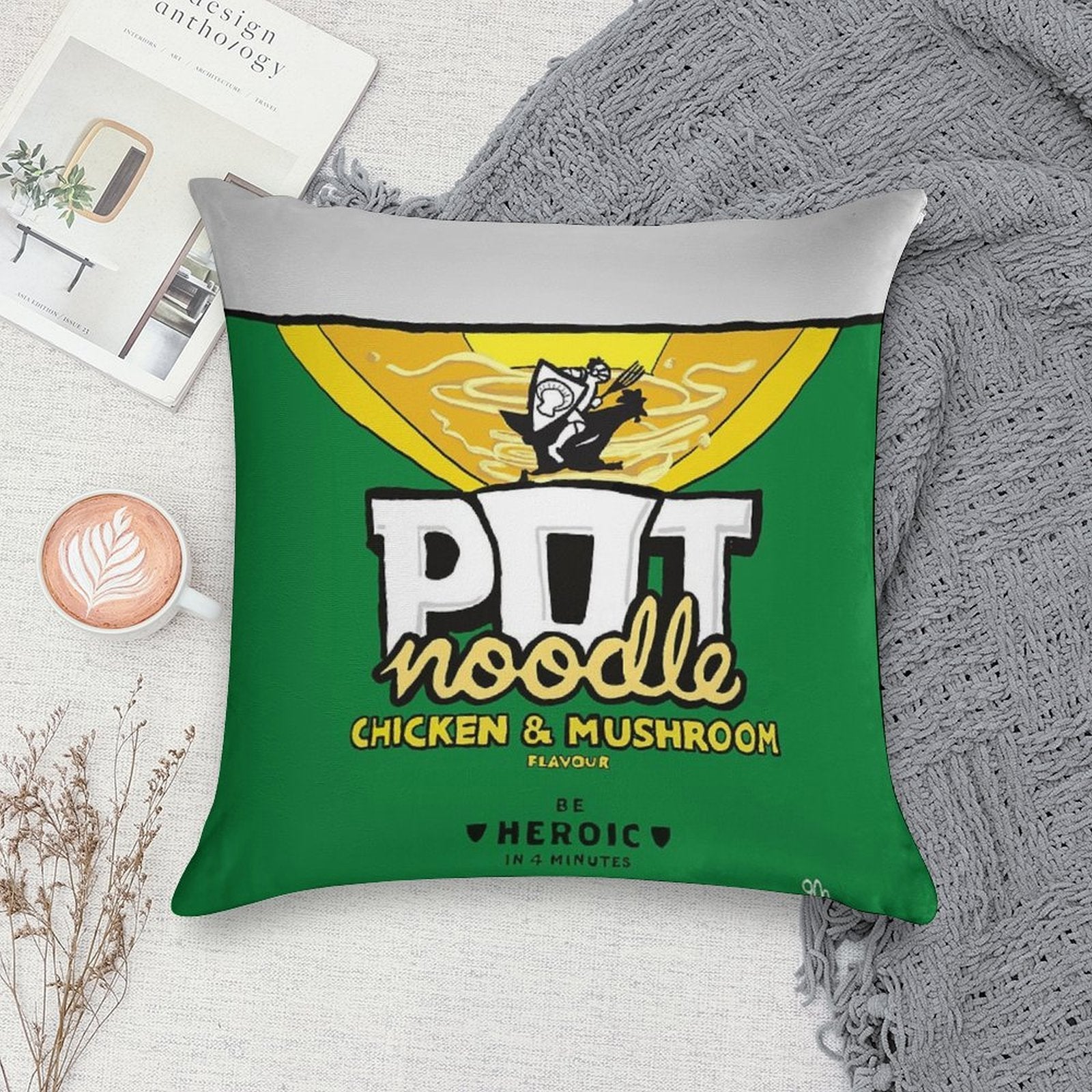 Pot Noodle Cushion Soft Bedroom Essential Throw Pillow