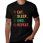 Eat Sleep Uno Repeat Funny Uno Cute Tee For Kids Women Men  Oversized Silhouette T-Shirt