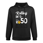 Rolling Into 50 Bowling 50th Birthday Colorfast Hoodie